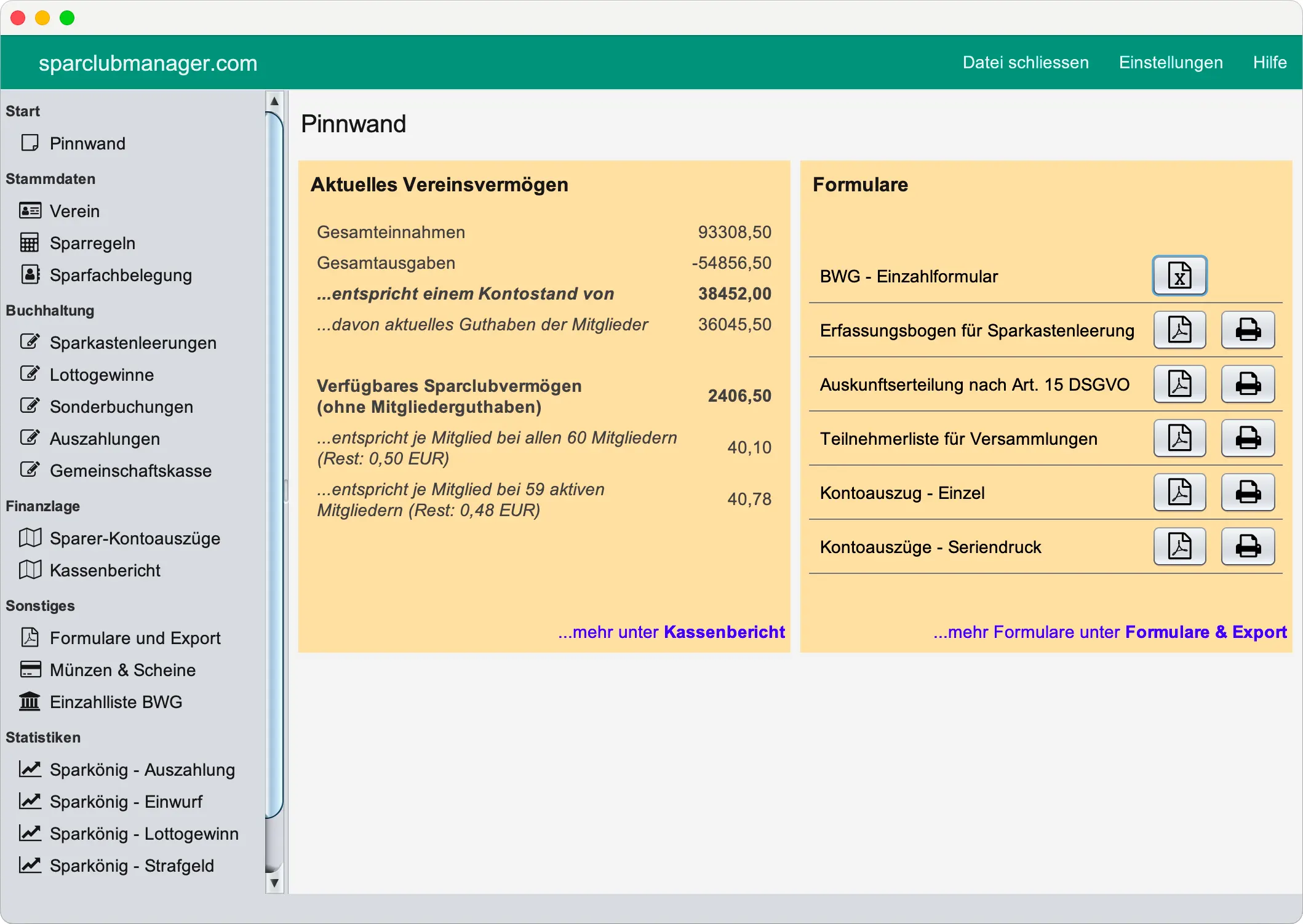 UI vom Sparclubmanager